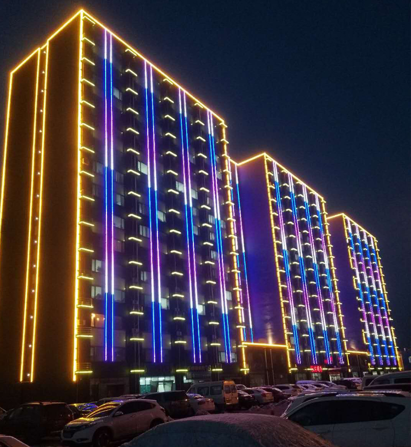 河北唐山京唐公司協力大樓外墻燈光亮化工程